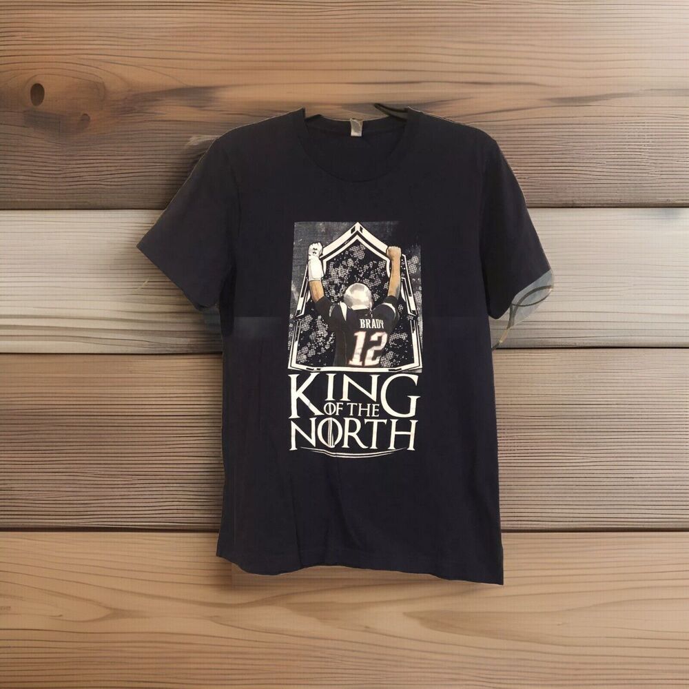 Tom Brady King of the North New England Patriots Medium T-Shirt Blue Graphic Tee